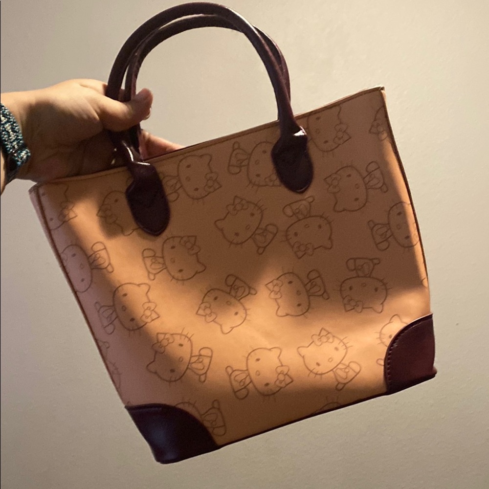 Hello Kitty Tan and Brown Tote Bag